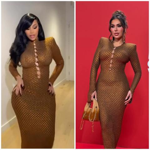 كاردي بإطلالة Schiaparelli شبه شفافة سبق وارتدتها هدى قطان