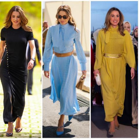 الفستان الميدي… التوقيع الأنيق الدائم للملكة رانيا