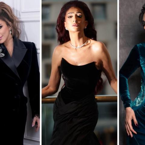 من كاريس بشار الى أصالة: فساتين المخمل تسيطر في Joy Awards