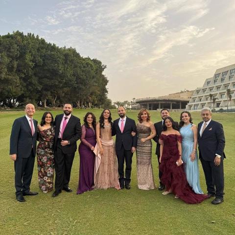 عمرو أديب ولميس الحديدي يحتفلان بخطوبة نجلهما