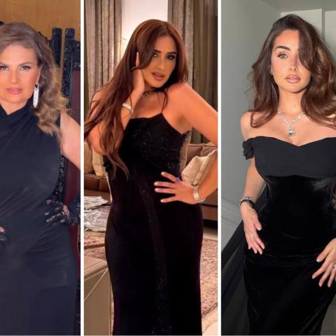 أناقة سوداء تسيطر على نجمات زفاف عهد السعدي