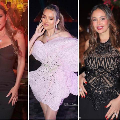 إطلالات النجمات المصريات واللبنانيات في حفل زفاف بمصر
